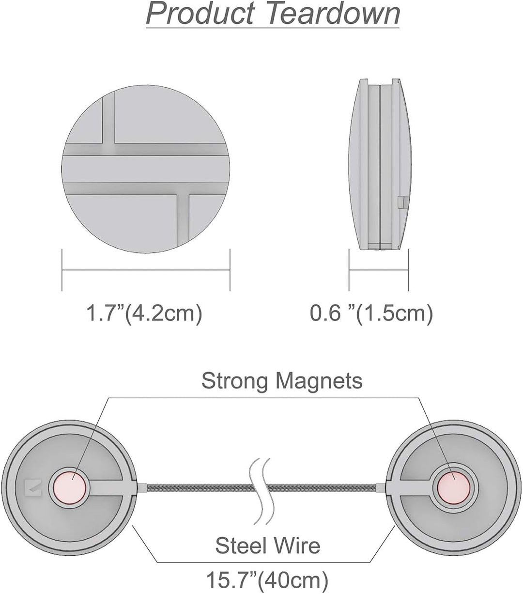 Gcurtain Kreis Magnetische Vorhang Raffhalter Vorhang Clips, 2 Stück Vorhanghalter Magnet für grosse