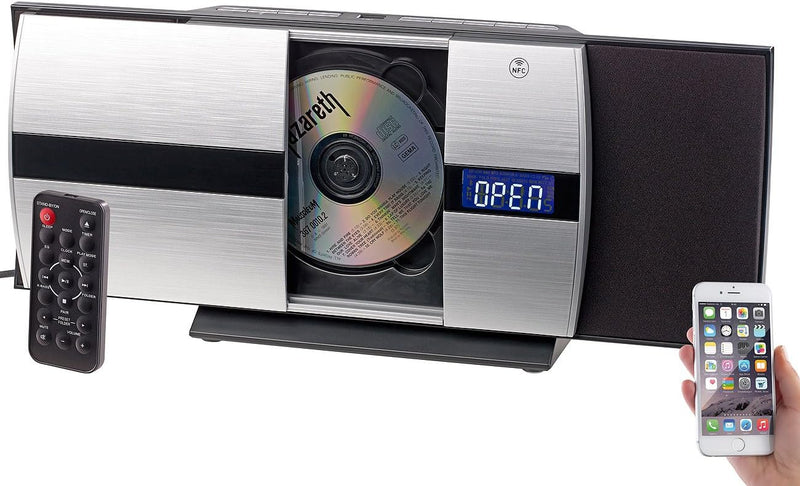 auvisio CD Player Vertikal: Vertikale Stereoanlage mit Bluetooth, CD, MP3, Radiofunktion, AUX, NFC,