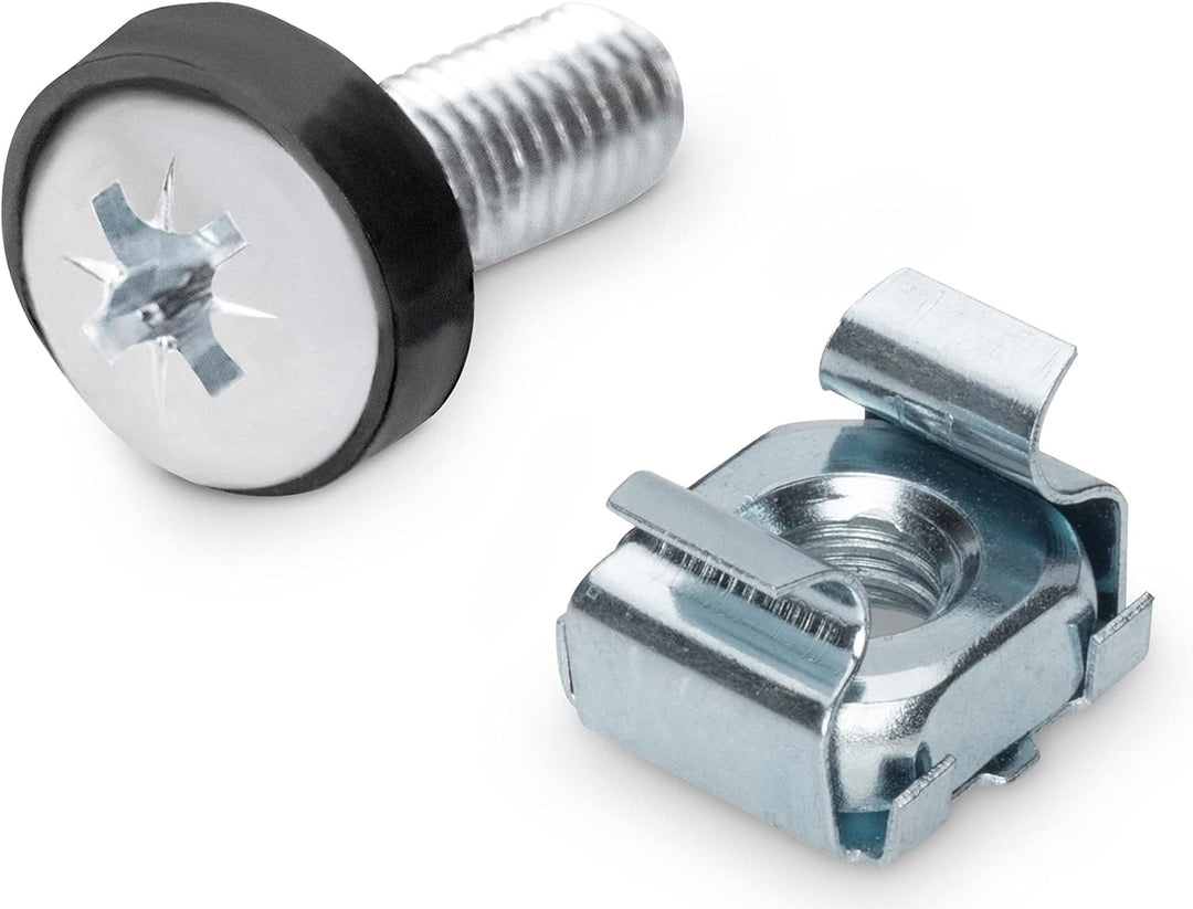 DIGITUS M6 Schrauben & Käfigmuttern – 100 Stück Set – Für 19-Zoll & 10-Zoll Schränke + Klettband für