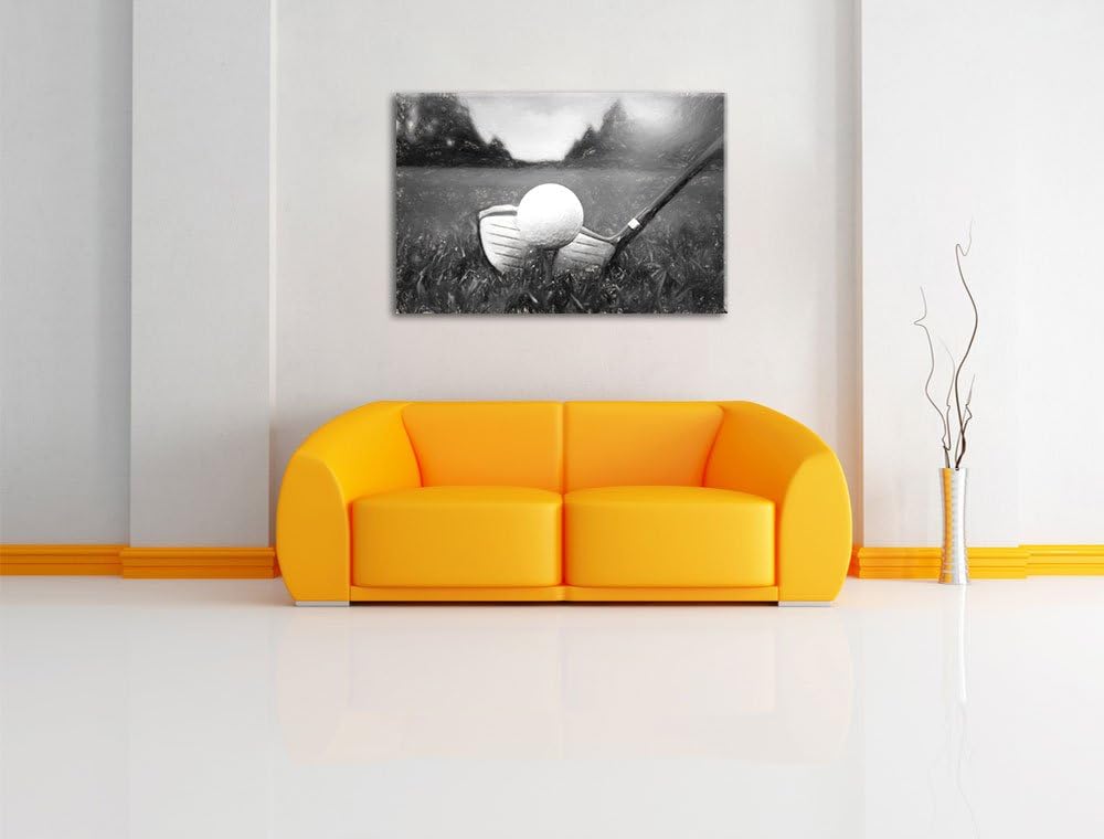 Pixxprint Golf Abschlag / 100x70cm Leinwandbild bespannt auf Holzrahmen/Wandbild Kunstdruck Dekorati