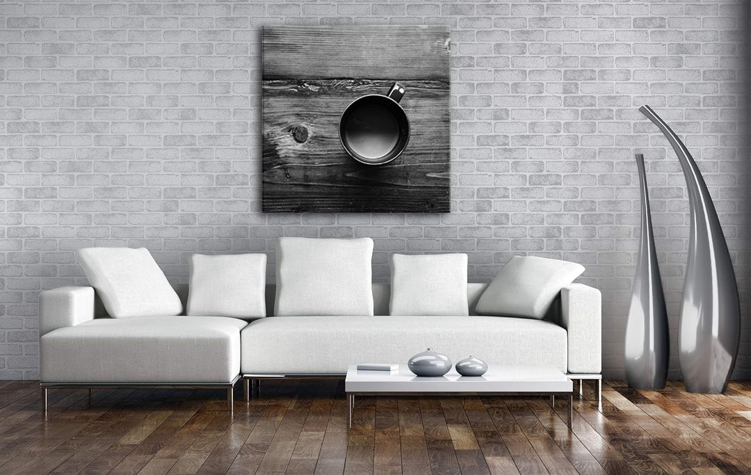 deyoli leckerer Kaffee auf Einem altem Holztisch Format: 60x60 Effekt: Schwarz&Weiss als Leinwandbil