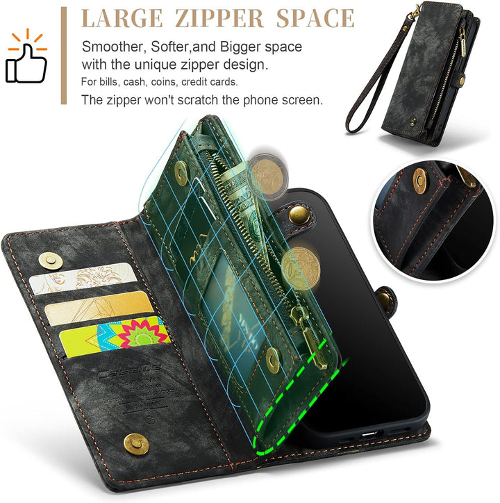 UFinetech 2-in-1 iPhone 11 Hülle Tasche Design Flip TPU Bumper Leder Abnehmbar Flexibel Magnetische