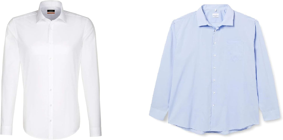 Seidensticker Herren Business-Hemd - Slim Fit Bügelfrei Kent-Kragen Langarm 100% Baumwolle Regular
