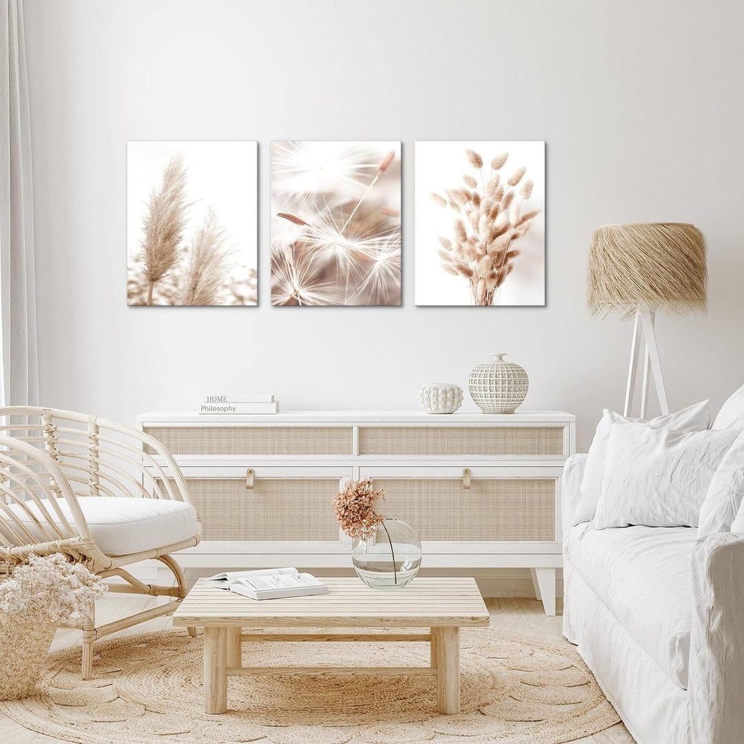 Novart FERTIG ZUM AUFHÄNGEN - Wandbilder Set Boho Style - Beige Bild XXL Wohnzimmer N008935a