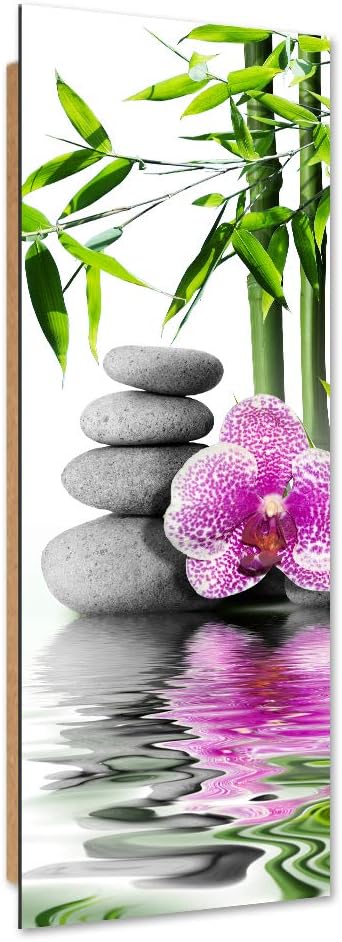 Feeby Dekobild Steine Deko Wand Kunstdruck Orchidee Grau 45x140 cm Deko Paneel 45x140 cm Grau_A, Dek