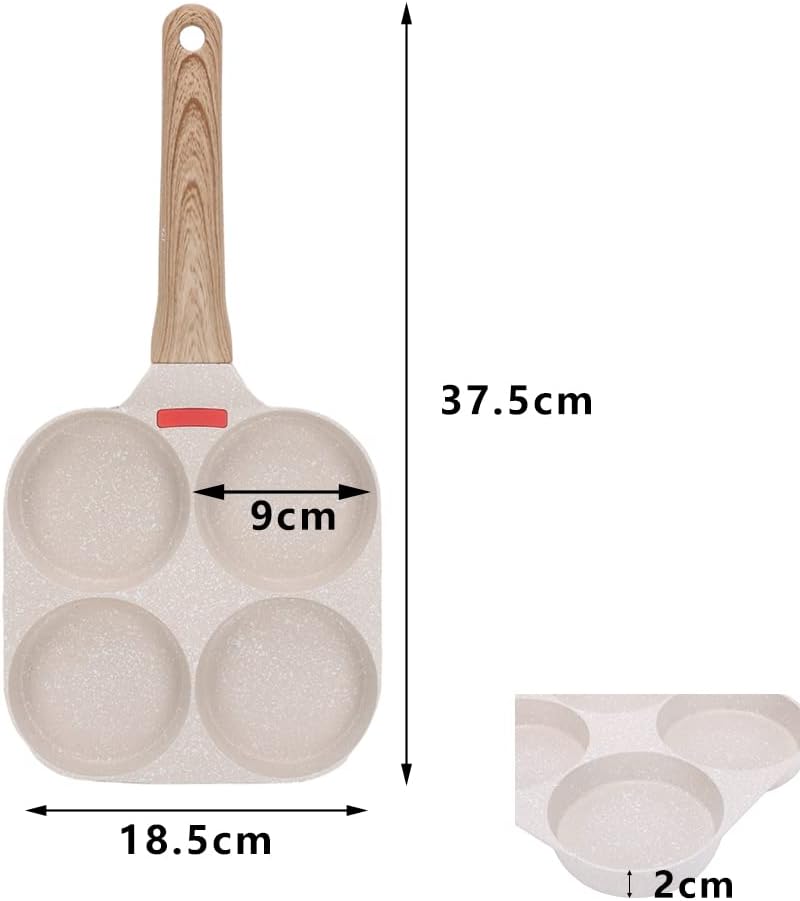 Bobikuke Spiegeleipfanne, Pancake Pfanne 4 Loch Augenpfanne Antihaft-Aluminium Pfanne für Frühstück