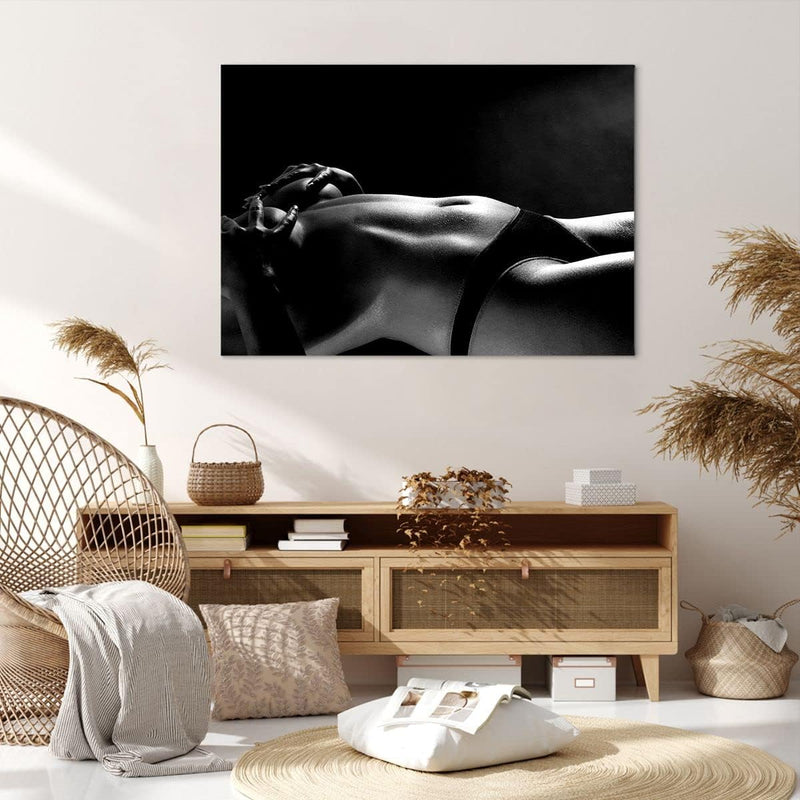 Bilder auf Leinwand 100x70cm Leinwandbild mit Rahmen Anatomie Frau nackt Gross Wanddeko Bild Schlafz