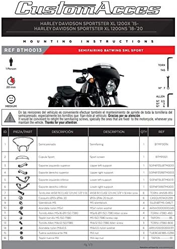 Customacces Batwing SML Kurzer Bildschirm Getönt Puig ref.21055H für Harley Davidson Sportster 1200