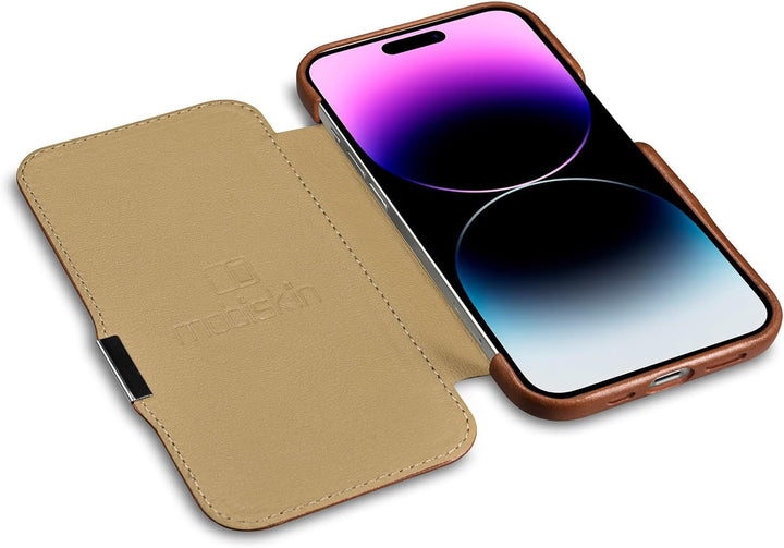 Mobiskin Hülle für iPhone 15 PRO (6,1 Zoll), Handyhülle mit Leder, Case kompatibel mit MagSafe, Schu