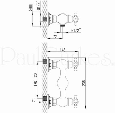 PaulGurkes Nostalgie Dusch Set mit Brause Retro Duscharmatur Mischbatterie Landhausstil Keramik Anti