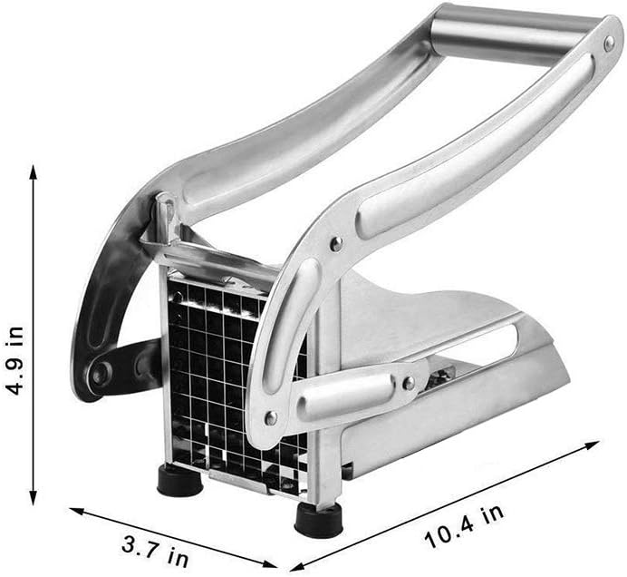 EUNEWR Edelstahl Pommesschneider,Kartoffelschneider Gemüseschneider mit 2 Messereinsätzen und Stempe