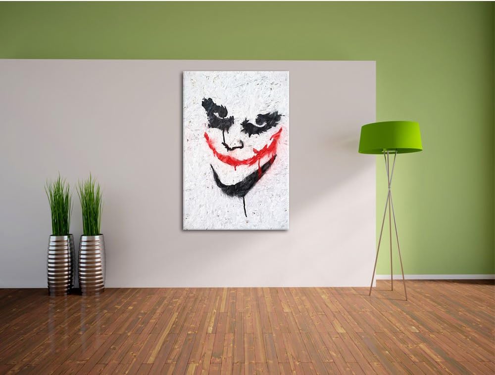 Joker Pinsel Effekt, Format: 100x70 auf Leinwand, XXL riesige Bilder fertig gerahmt mit Keilrahmen,