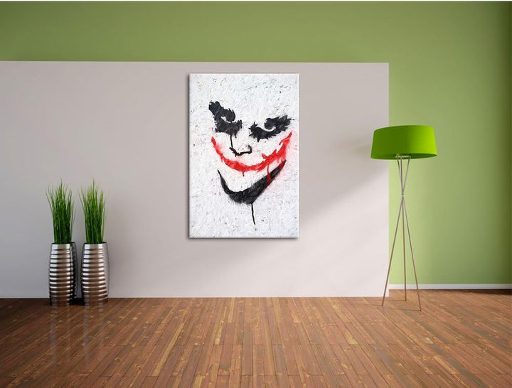 Joker Pinsel Effekt, Format: 100x70 auf Leinwand, XXL riesige Bilder fertig gerahmt mit Keilrahmen,