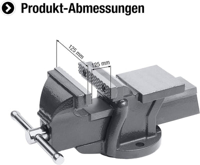 Meister Schraubstock - Feststehend - 125 mm Spannweite - Hochwertige Stahlbacken - Sicheres Fixieren