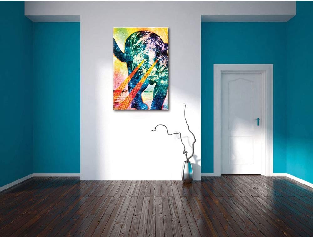 Pixxprint Psycat Leinwandbild Bild auf Leinwand, XXL riesige Bilder fertig gerahmt mit Keilrahmen, K