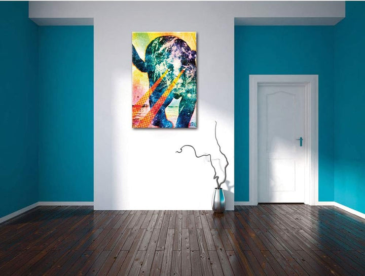 Pixxprint Psycat Leinwandbild Bild auf Leinwand, XXL riesige Bilder fertig gerahmt mit Keilrahmen, K