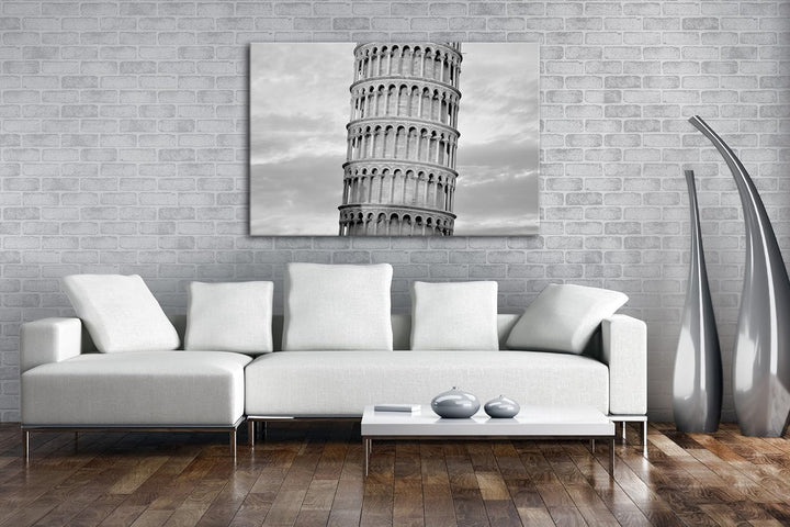 deyoli Ausschnitt des Schifferturm von Pisa Effekt: Schwarz/Weiss Format: 80x60 als Leinwandbild, Mo