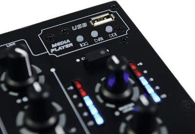 Omnitronic PM-311 P 3-Kanal-DJ-Mixer mit integriertem MP3-Player | DJ-Mikrofoneingang mit Talkover-S