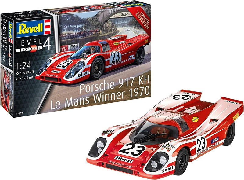 Revell 07709 Porsche 917K Le Mans Winner 1970 Massstab 1:24 originalgetreuer Modellbausatz für Fortg