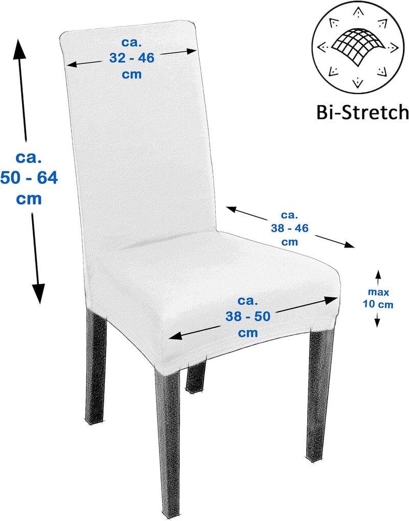 BEAUTEX Stuhlhussen Sets, elastische Stretch Husse Jersey Baumwolle Sitzbezug für Stuhl - 6er Set, F