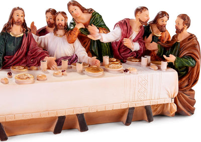 BRUBAKER Das letzte Abendmahl - Jesus und Seine 12 Jünger am Tisch - 36 cm Weihnachtsfigur mit handb