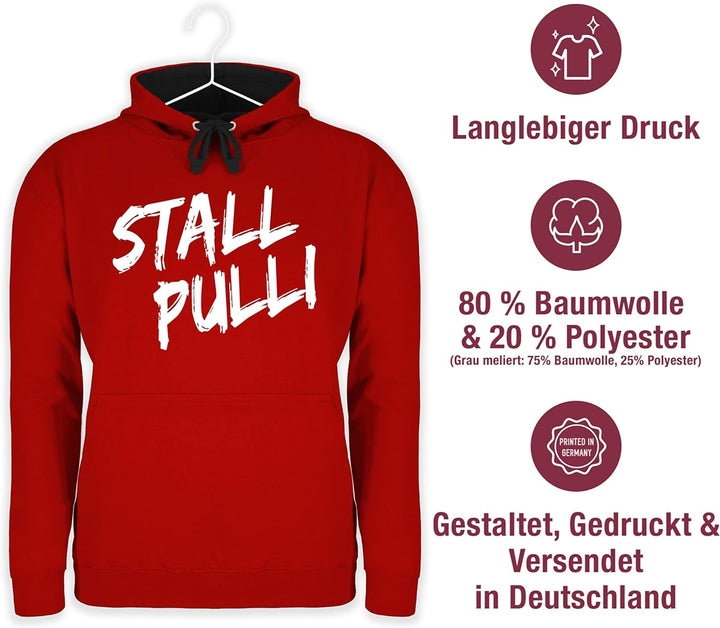 Pullover Herren Frauen Hoodie Kontrast zweifarbig - Pferde - Damen - Stallpulli Distressed Reiten -