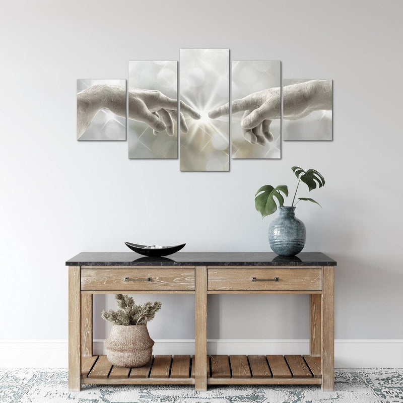 Runa Art Wandbilder Die Erschaffung Adams Michelangelo 5 Teilig Bild auf Vlies Leinwand Deko Wohnzim