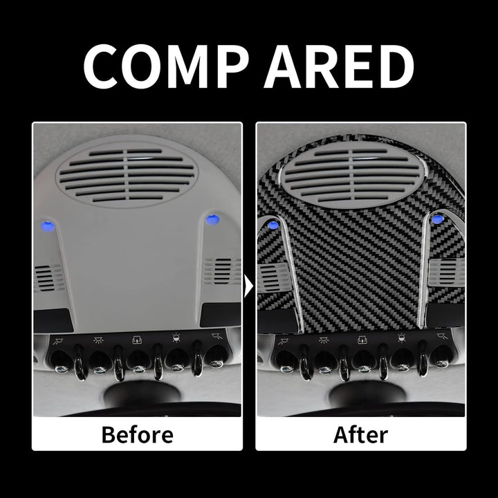 KUNGKIC 3 Stück Kohlefaser Auto Dach Leselicht Lampe Abdeckung Aufkleber Dekorative für Mini Cooper