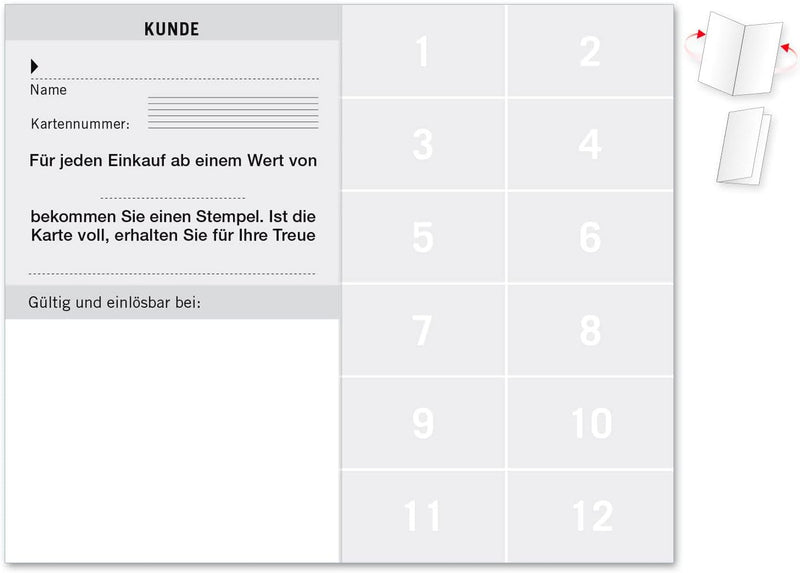 200 Bonuskarten/Kundenkarten mit 12 Feldern, für Apotheke Pharmazie. Praktisches Scheckkartenformat.