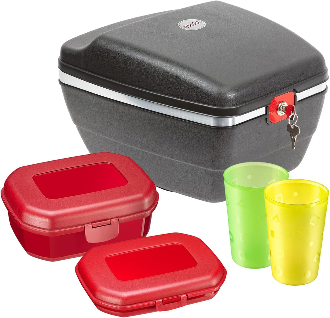 Westmark Fahrrad-Set: 1 Radkoffer für alle Gepäckträger, 2 Snack-Boxen, 2 Trinkbecher, Kunststoff, G