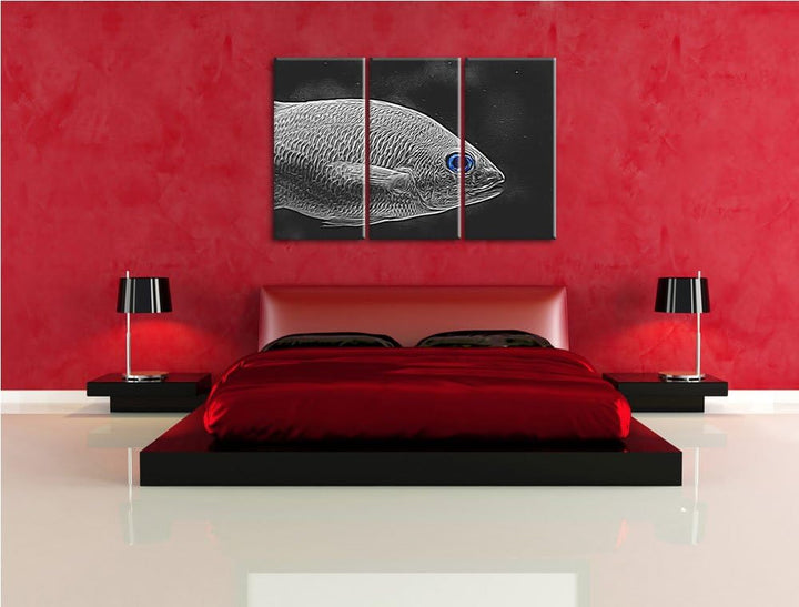 seltene gestreifte Streifengunze schwarz/weiss Deluxe 3-Teiler Leinwandbild 120x80 Bild auf Leinwand