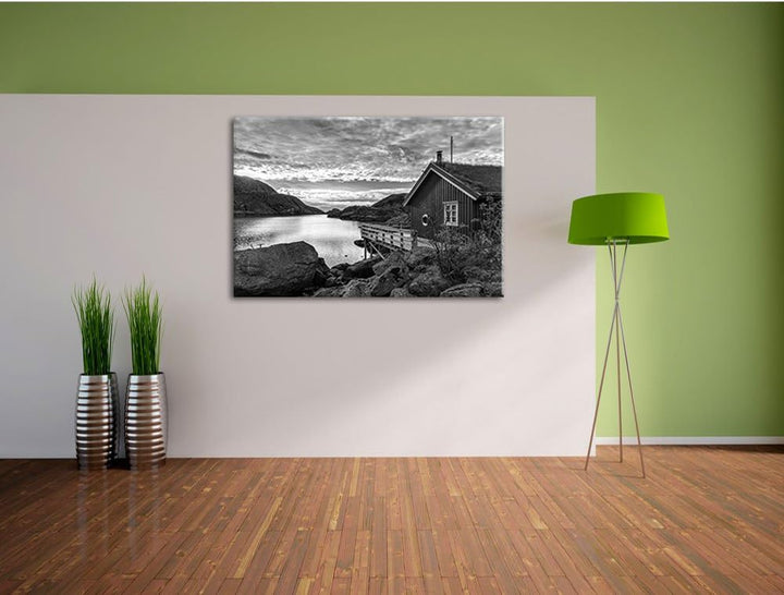 Pixxprint Sonnenaufgang am Fjord Norwegens als Leinwandbild/Grösse: 100x70 / Wandbild/Kunstdruck/fer