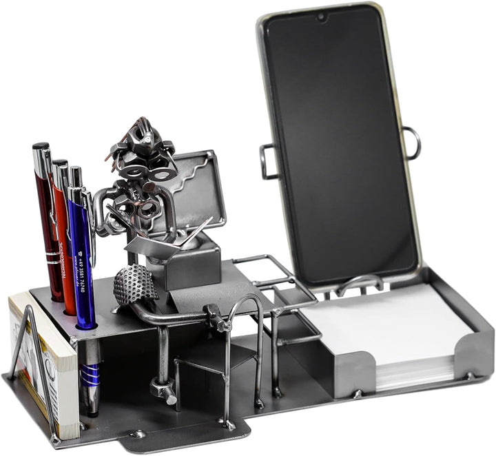 metalman24 Schraubenmännchen BÜRO PC Frau Schreibtisch Organizer HANDYHALTER handgefertigte ausgefal