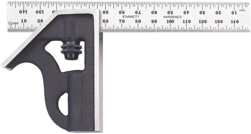 Starrett 10MH-150 Kombinationswinkel mit Winkelaufsatz, 150 mm, Metrisch & Automatikkörner mit justi