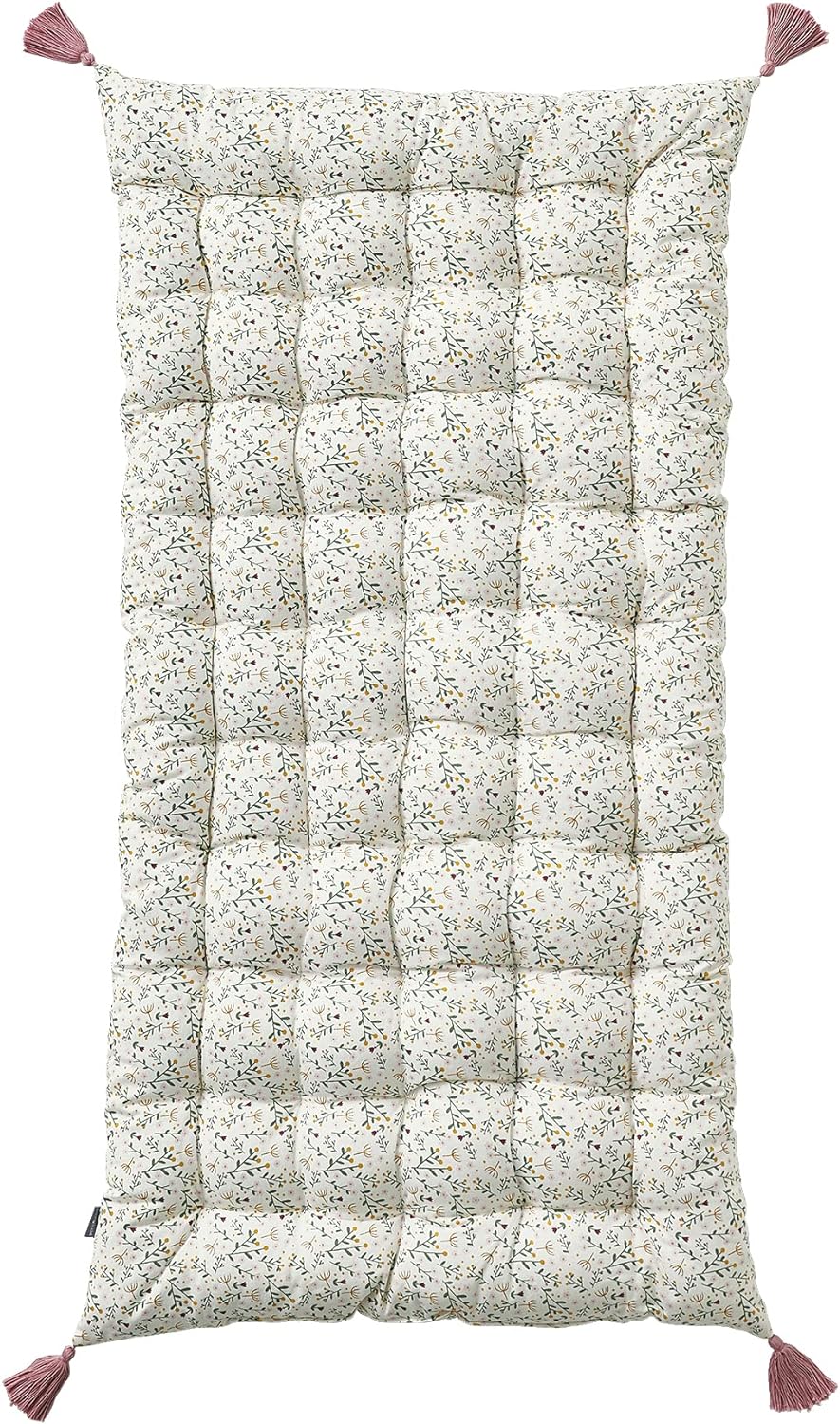 VERTBAUDET Matratze mit Bommeln, Blumenmuster, naturfarben / mehrfarbig 120_cm, 120_cm