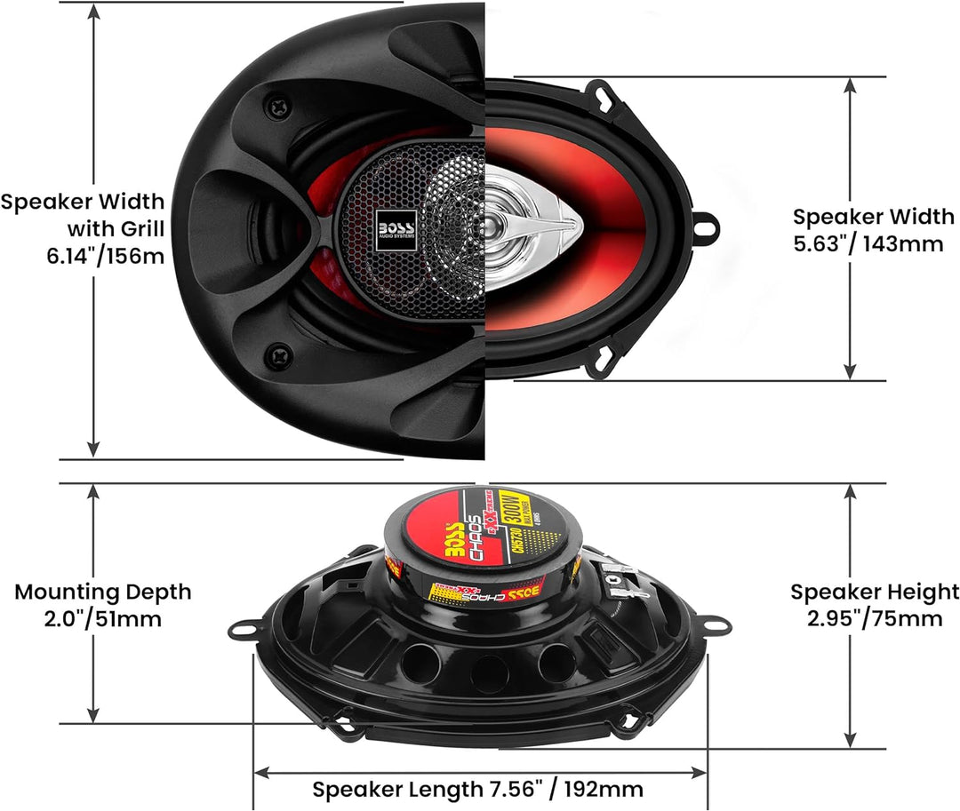 BOSS Audio Systems CH5720 Chaos Series Autotür-Lautsprecher 12,7 x 17,8 cm – 225 Watt Max, 2-Wege, V