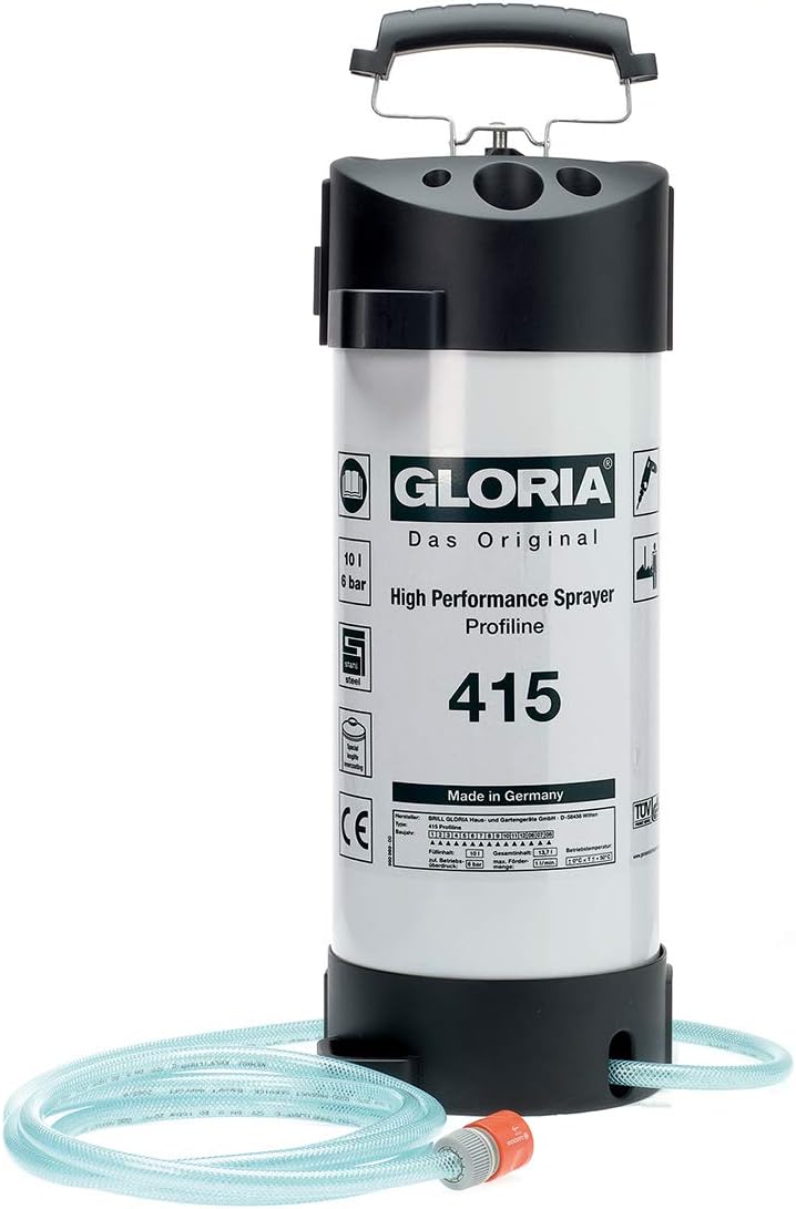 GLORIA Wasserzuführgerät Typ 415 | 10 L Wasserdruckbehälter aus Stahl | 3 m Schlauch inkl. Schnellku