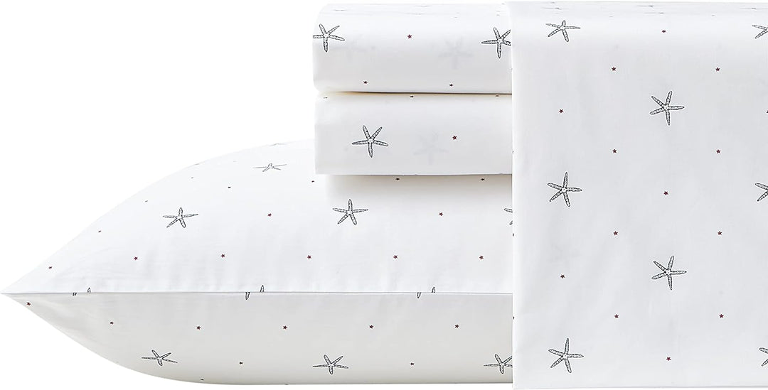 Nautica - Twin XL Bettlaken, Baumwoll-Perkal-Bettwäsche-Set, Küstendekoration, Schlafsaal Essentials