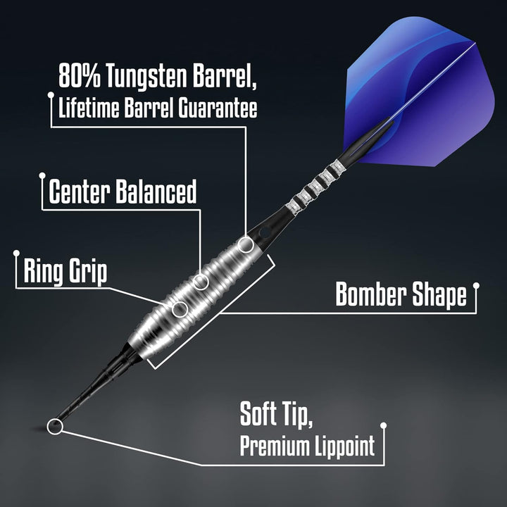 Shot! Darts Zen Budo 80% Tungsten Pro Throwing Darts Soft Tip Set, Professional – Made in New Zealan