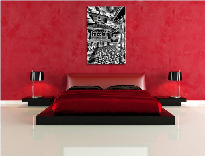 Pixxprint Mystische Stadt / 100x70cm Leinwandbild bespannt auf Holzrahmen/Wandbild Kunstdruck Dekora