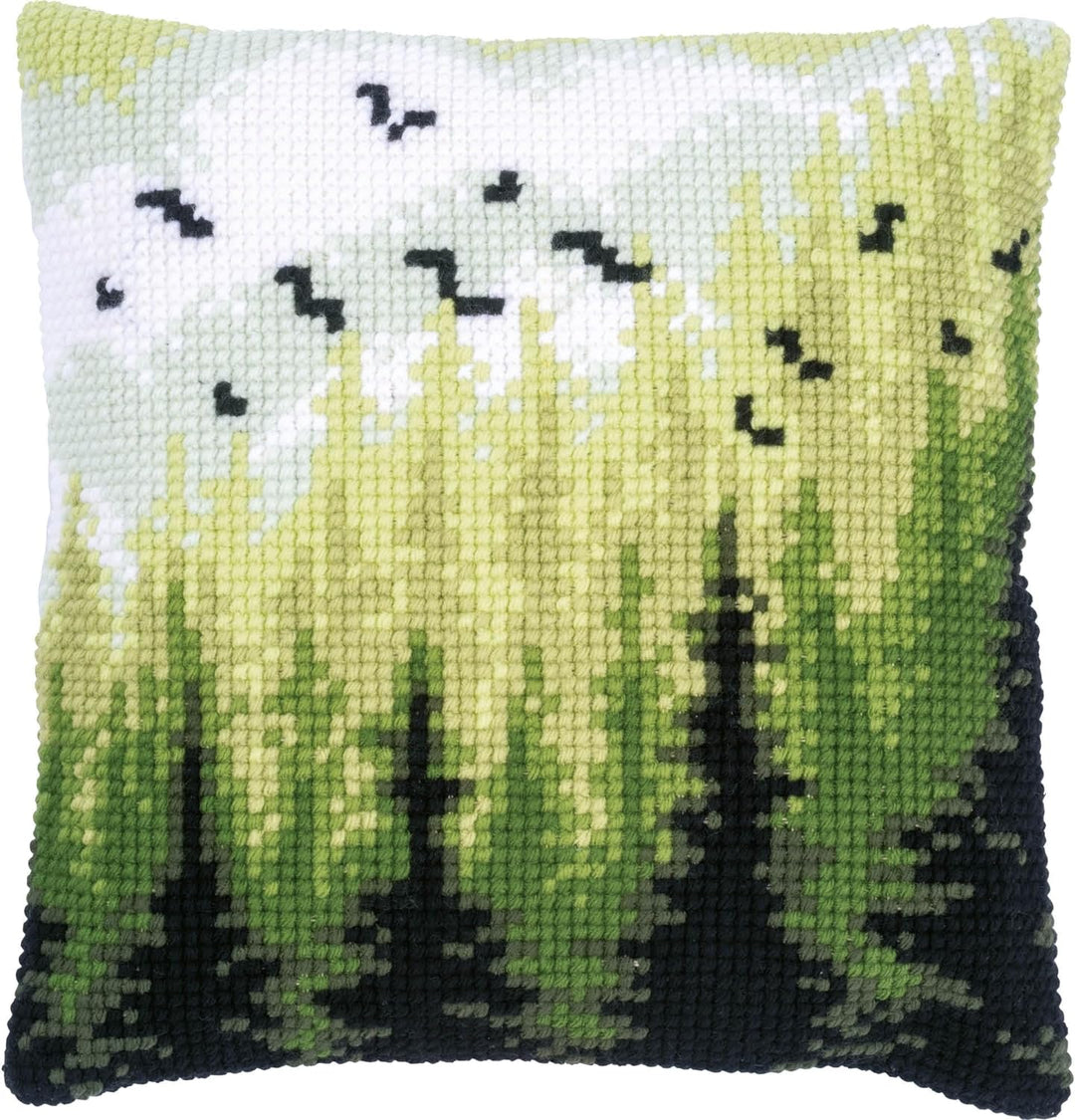 Vervaco Kreuzstich-Kissen, Wald, naturfarben, ca. 40 x 40 cm