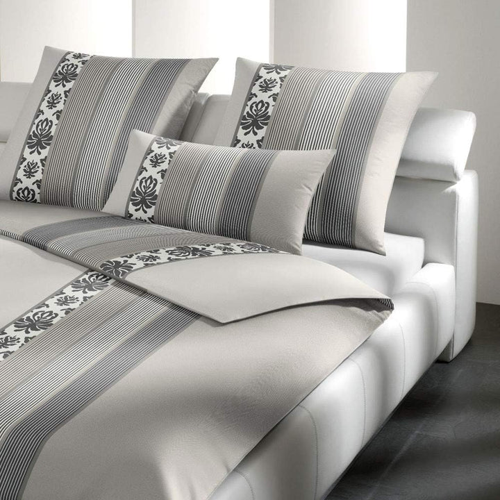 Joop! Mako Satin Bettwäsche Ornament Stripes 4022/7 Graphit Grau 135x200 cm 135x200 cm + 80x80 cm Gr
