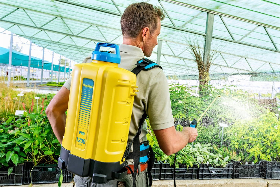 Gloria Akku-Rückensprüher Pro 1200 li-on - ergonomischer 12 L Drucksprüher | Pflanzenschutz und Unkr