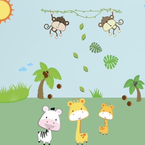 Wandkings Baby Safari Tiere Wandsticker Megapack Set, 80 Aufkleber, Gesamtfläche 260 x 70 cm