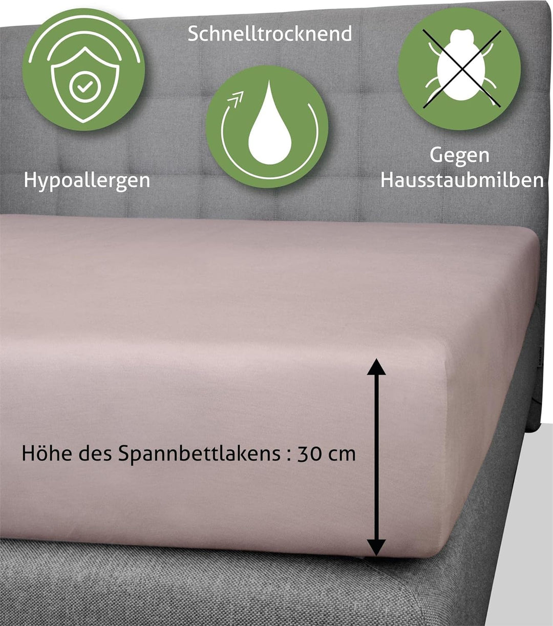 Bambus Spannbettlaken 4 Jahreszeiten| weiches Spannbetttuch 210 g/m² Oeko-Tex aus aktmungsaktivem Ma