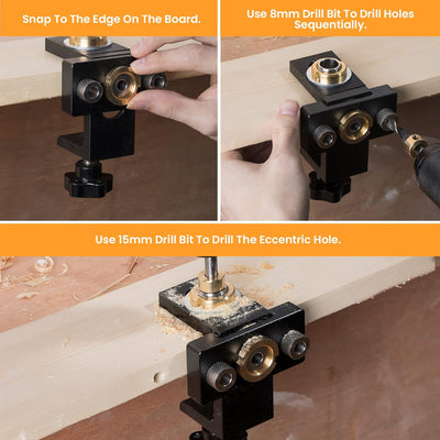 Saker 3 in 1 Einstellbare Holzbearbeitung Bohrer Positionierer Punch Werkzeug,Pocket Hole Jig Kit (3