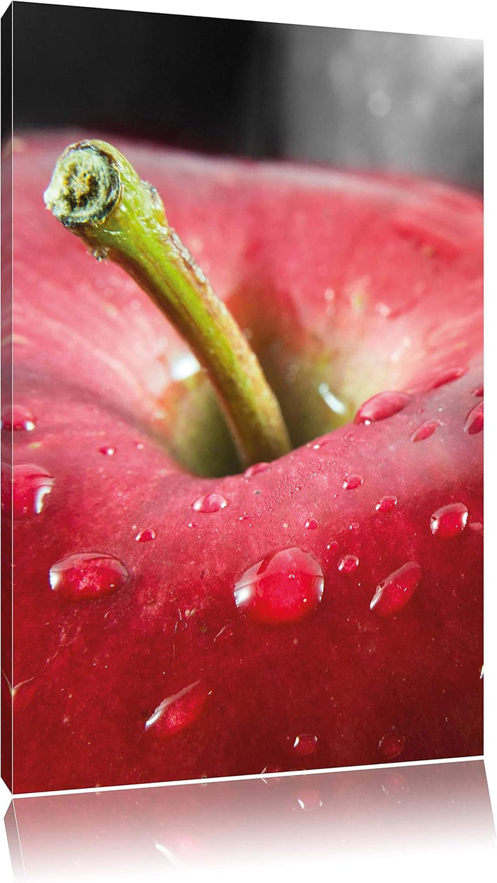 Pixxprint knackiger Apfel mit Wassertropfen als Leinwandbild/Grösse: 100x70 cm/Wandbild/Kunstdruck/f