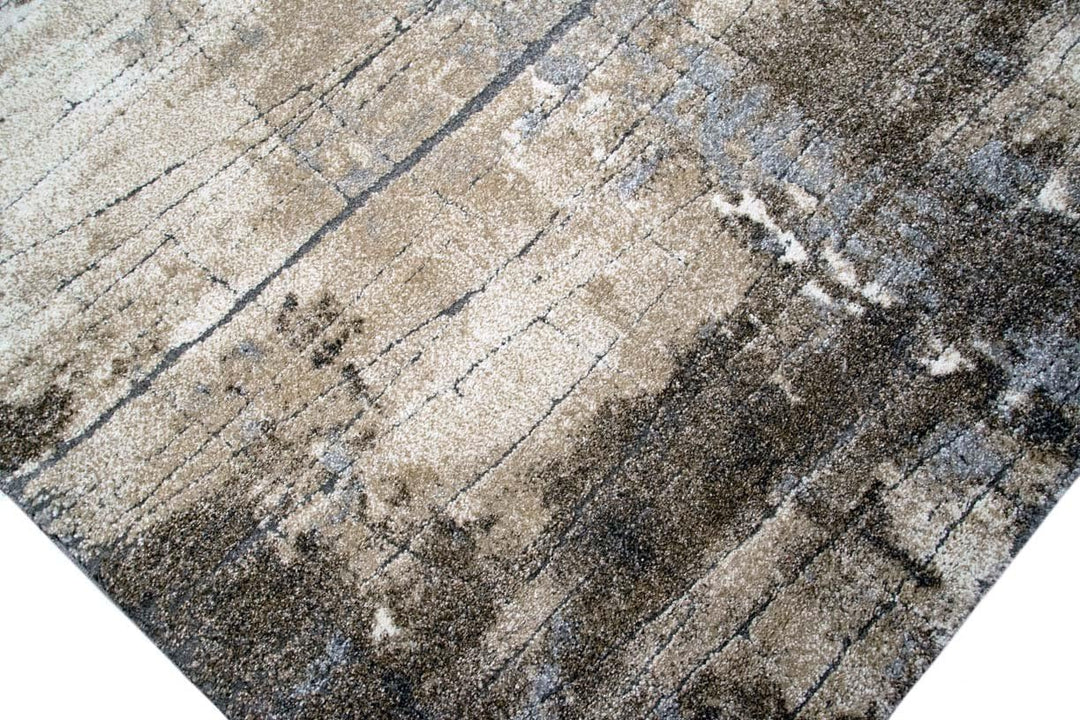 Teppich-Traum RUNDER Designer Teppich Wohnzimmer modern ABSTRAKT Linien braun beige grau Creme melie