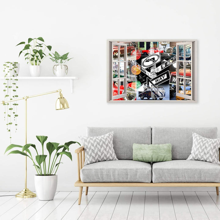 Feeby Wandbild abstrakt Druckbild Leinwandbild Fenster-Illusion mehrfarbig 90x60 cm Leinwandbild 90x