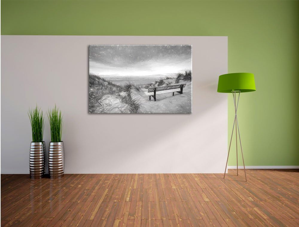 Pixxprint Blick auf das Meer / 100x70cm Leinwandbild bespannt auf Holzrahmen/Wandbild Kunstdruck Dek